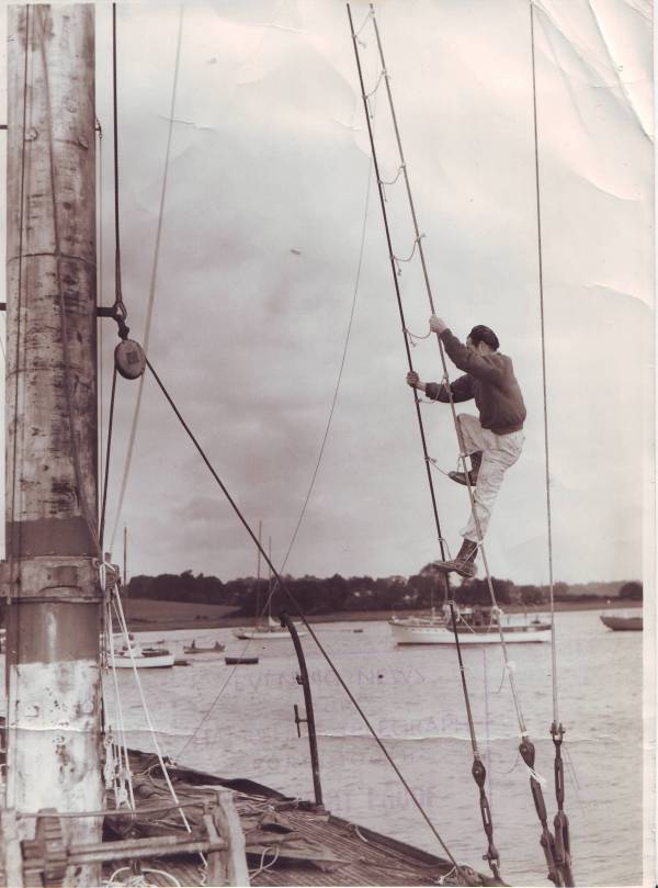 My dad climbing the rigging of Endeavour