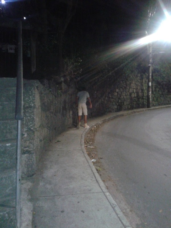 Walking up hill at night